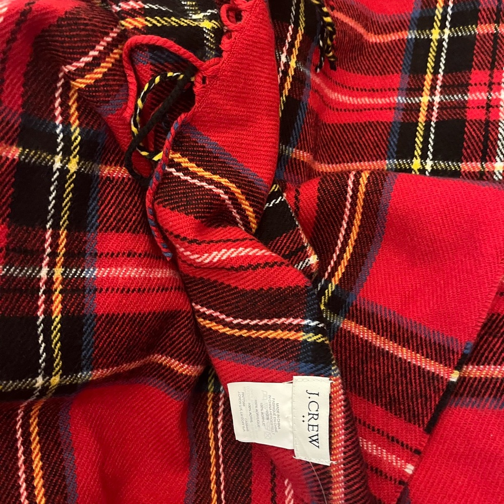 J.Crew Vibrant Red Tartan Scarf